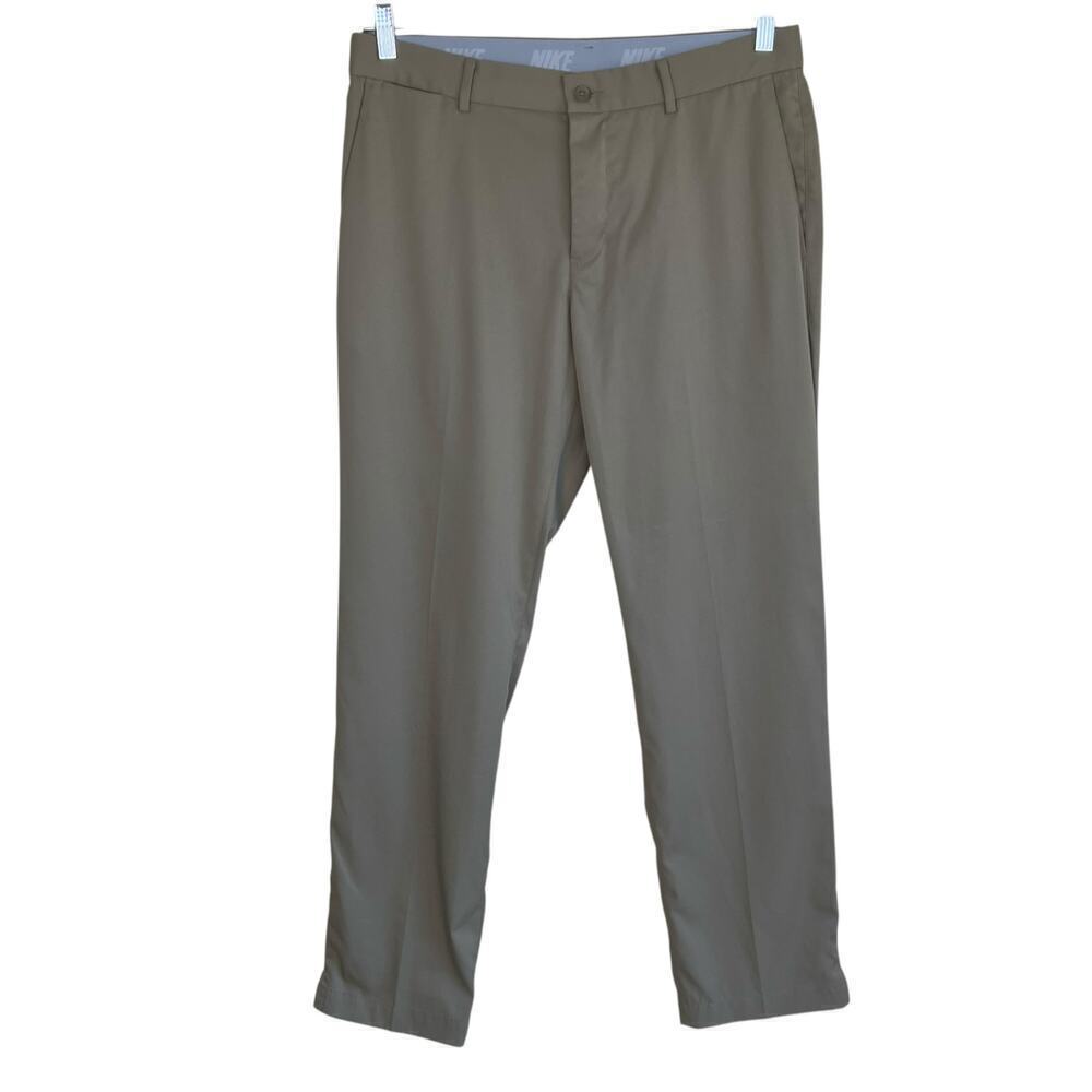 Nike Mens 32x30 Med Dri Fit Performance Golf Pants Chino Flat Front Tan Stretch